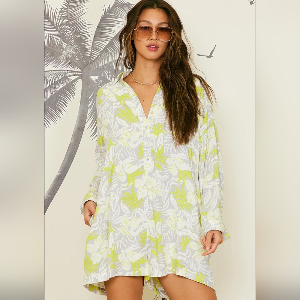 ILLA ILLA White and Lime Swim Coverup